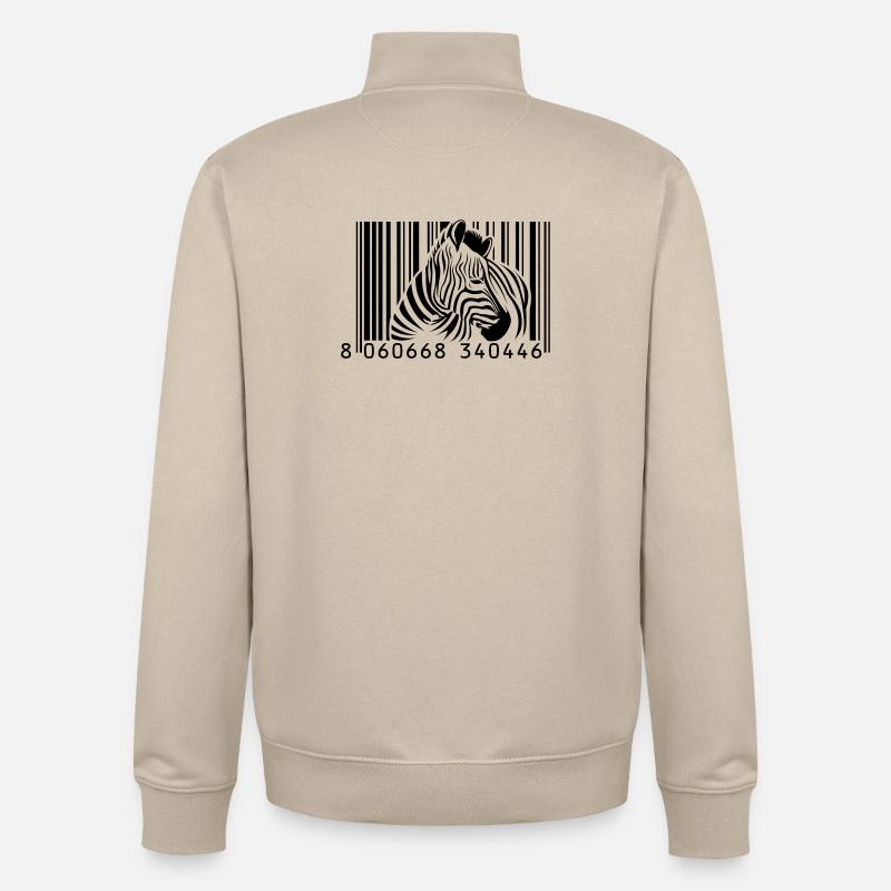barcode zebra - Unisex Organic Zip Sweatshirt by Stanley/Stella - desert dust