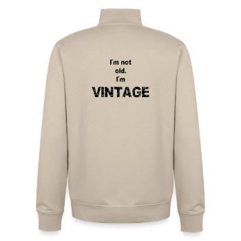 Vintage - Unisex Organic Zip Sweatshirt von Stanley/Stella - Cremebeige - Hinten - AI Model Male 185 dark (185cm)