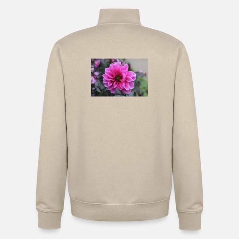 Dahlia rose rose fleur, fleur - Sweat zippé unisexe en coton bio Stanley/Stella - beige crème