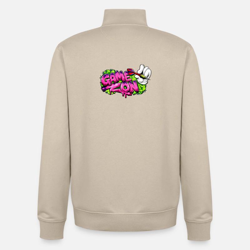 Fléchettes, fléchettes, jeu sur le graffiti - Sweat zippé unisexe en coton bio Stanley/Stella - beige crème
