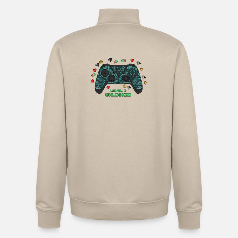 Level 7 Unlocked Gamer Controller - Unisex Organic Zip Sweatshirt by Stanley/Stella - desert dust