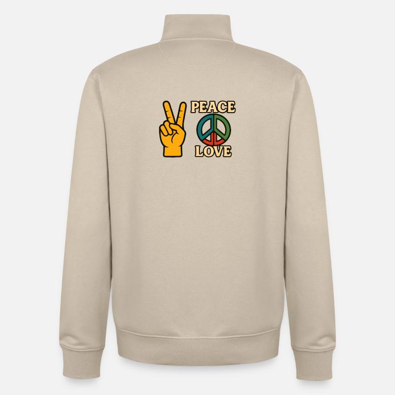Peace and Love Icon Friedens-Tee - Unisex Organic Zip Sweatshirt von Stanley/Stella - Cremebeige