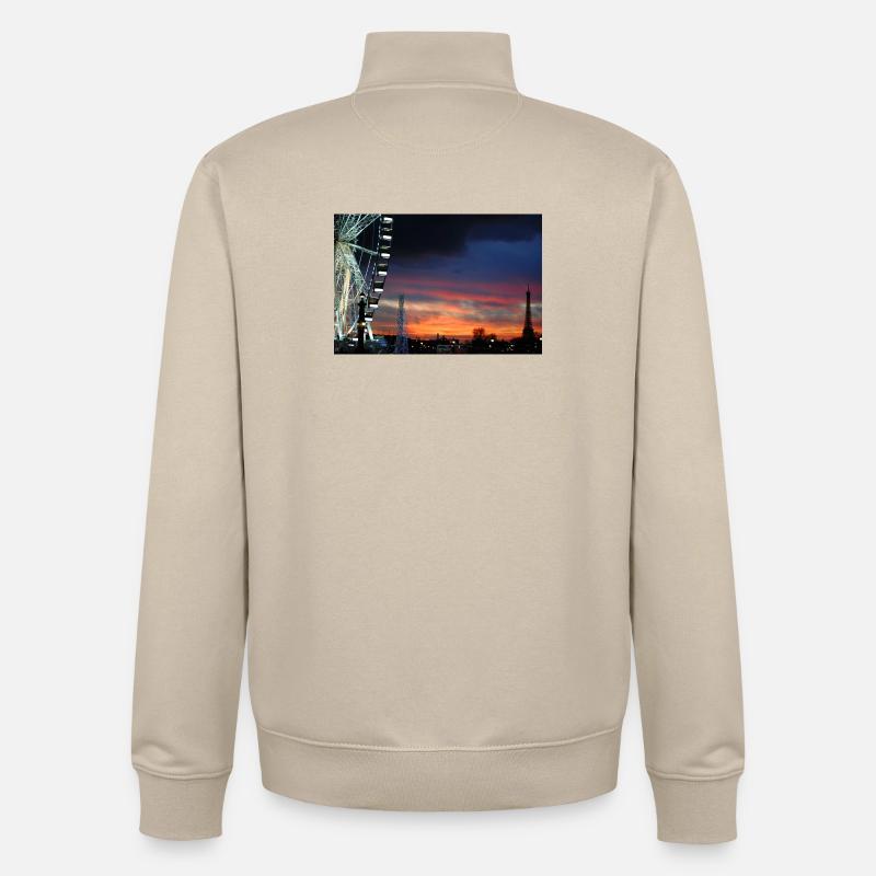 Paris à la grande roue du coucher du soleil - Sweat zippé unisexe en coton bio Stanley/Stella - beige crème