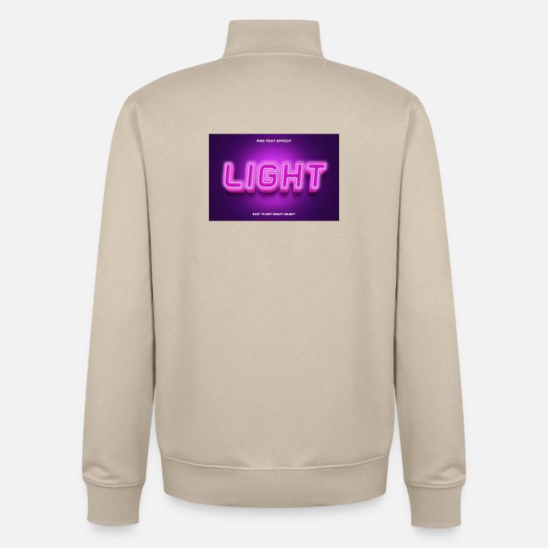 Lettrage à lumière néon - Sweat zippé unisexe en coton bio Stanley/Stella - beige crème