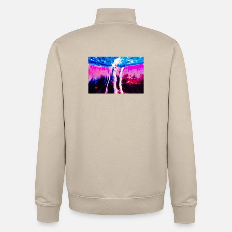 Neon Rift Psychédélique - Sweat zippé unisexe en coton bio Stanley/Stella - beige crème