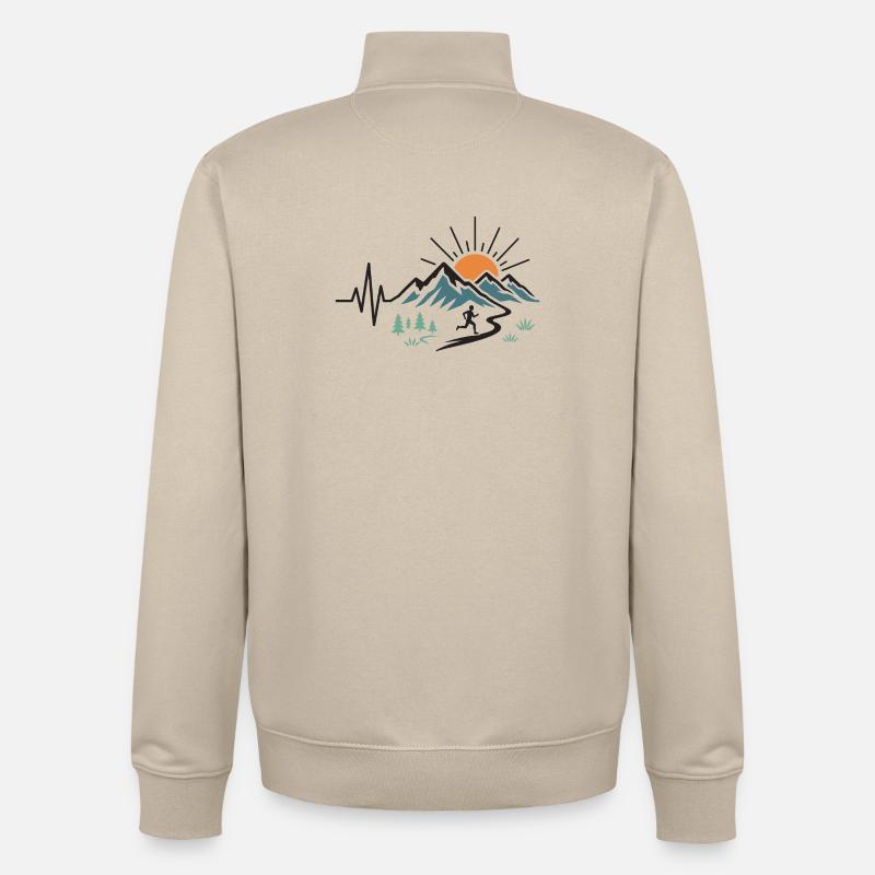 Trail running - Sweat zippé unisexe en coton bio Stanley/Stella - beige crème