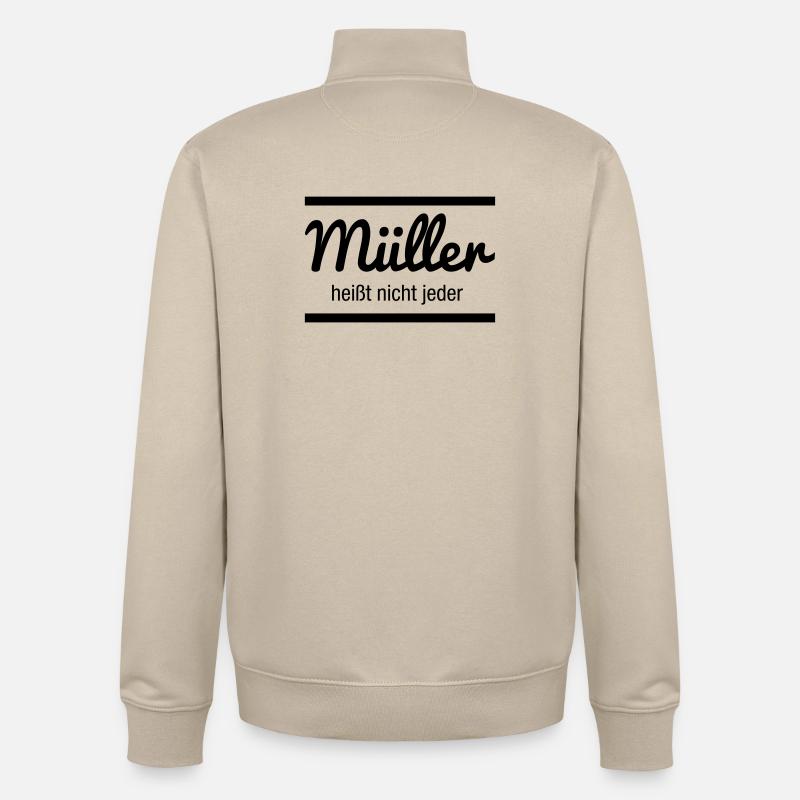 Müller Namensschild - Unisex Organic Zip Sweatshirt von Stanley/Stella - Cremebeige