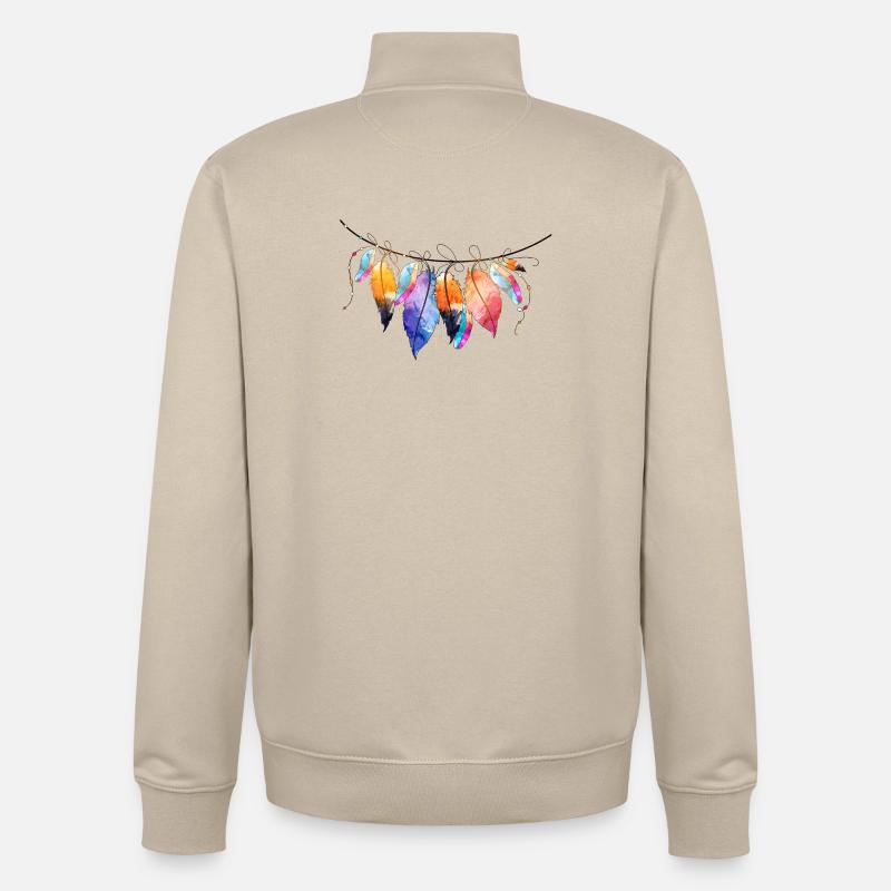 Farbenfroher Traumfänger-Design - Unisex Organic Zip Sweatshirt von Stanley/Stella - Cremebeige