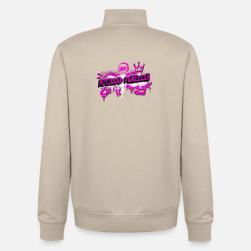 Motorcycle Princess Graffiti Design - Unisex Organic Zip Sweatshirt by Stanley/Stella - desert dust