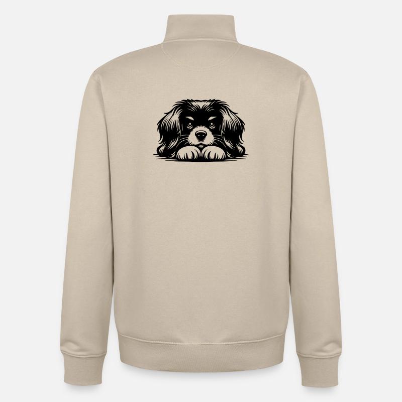Tibet Spaniel Kopf mit Pfoten - Unisex Organic Zip Sweatshirt von Stanley/Stella - Cremebeige
