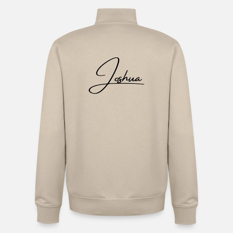 Nom de Josué - Écriture cursive élégante - Sweat zippé unisexe en coton bio Stanley/Stella - beige crème