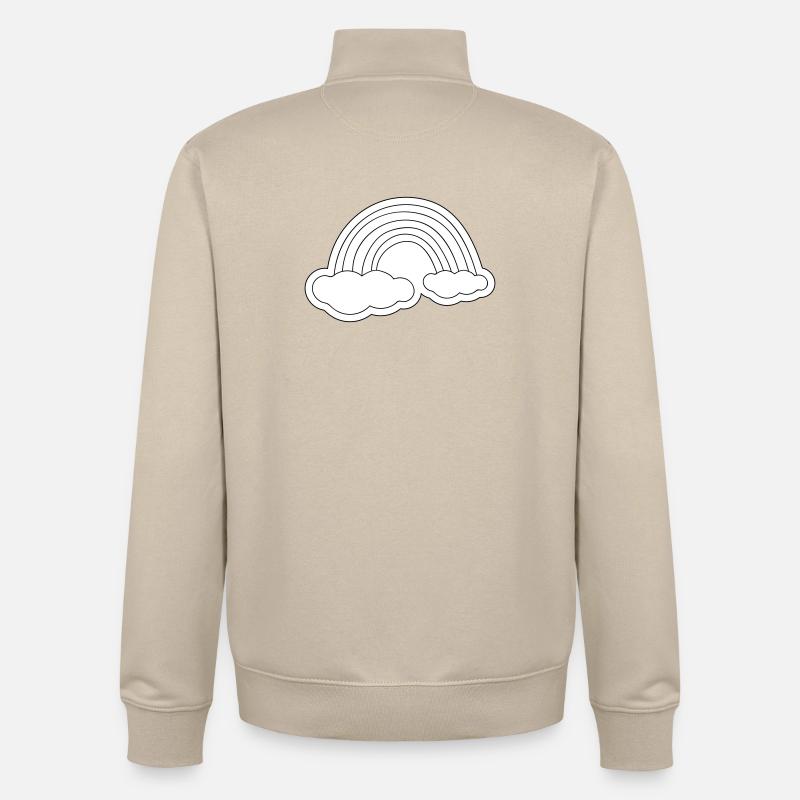 Minimalist rainbow on clouds - Unisex Organic Zip Sweatshirt by Stanley/Stella - desert dust
