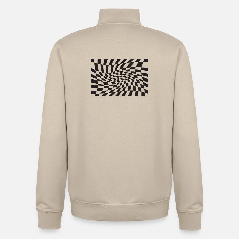 Warped Checker Optical Spiral - Unisex Organic Zip Sweatshirt by Stanley/Stella - desert dust