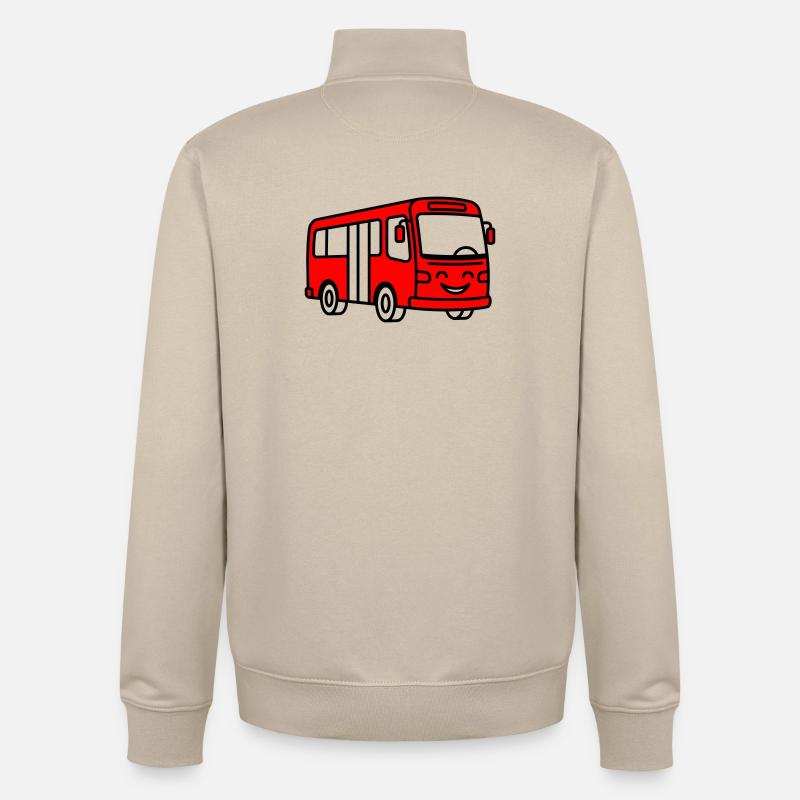 Dessin animé de bus - Sweat zippé unisexe en coton bio Stanley/Stella - beige crème