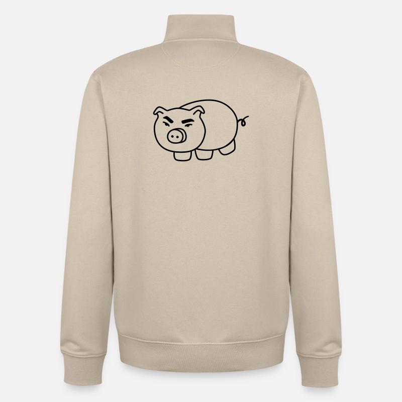 Piggy - Dessin animé de ferme drôle - Sweat zippé unisexe en coton bio Stanley/Stella - beige crème