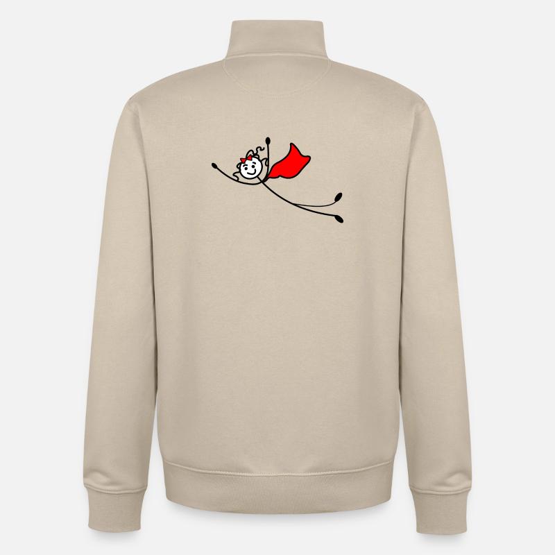Fliegende Superfrau oder mit rotem Umhang - Unisex Organic Zip Sweatshirt von Stanley/Stella - Cremebeige