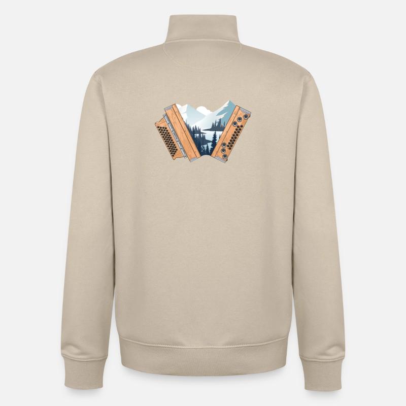 Harmonica Styrian Home Hiver | ZiachON ! - Sweat zippé unisexe en coton bio Stanley/Stella - beige crème