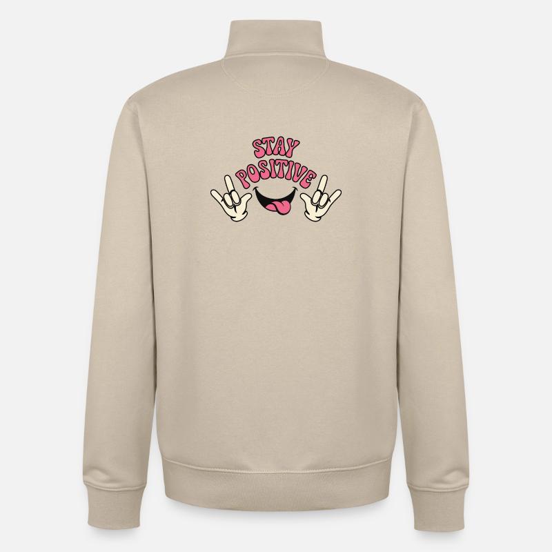 Verspieltes positives Vibes-Typografie-Design - Unisex Organic Zip Sweatshirt von Stanley/Stella - Cremebeige