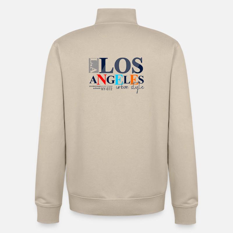 Lebendiges Stadtbild mit buntem Text - Unisex Organic Zip Sweatshirt von Stanley/Stella - Cremebeige