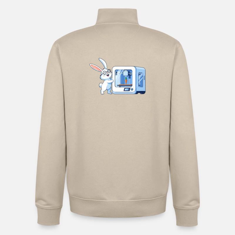 Funny Rabbit Nerd Programmer 3D Printer - Unisex Organic Zip Sweatshirt by Stanley/Stella - desert dust