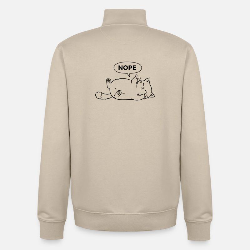 Chat non | Déclaration sarcastique de chat - Sweat zippé unisexe en coton bio Stanley/Stella - beige crème