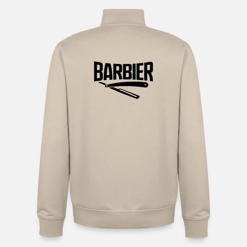 barbier barbier viking bart barbe coiffeur autocollant - Sweat zippé unisexe en coton bio Stanley/Stella - beige crème
