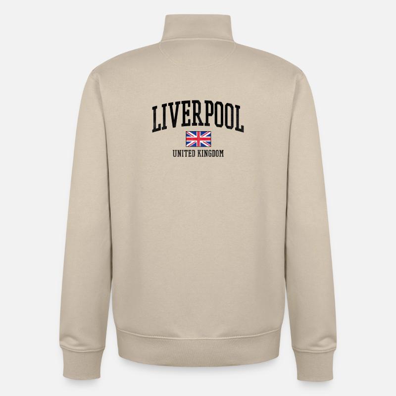 Style du drapeau de Liverpool UK - Sweat zippé unisexe en coton bio Stanley/Stella - beige crème