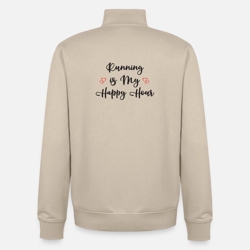 Courir est mon Happy Hour - Sweat zippé unisexe en coton bio Stanley/Stella - beige crème
