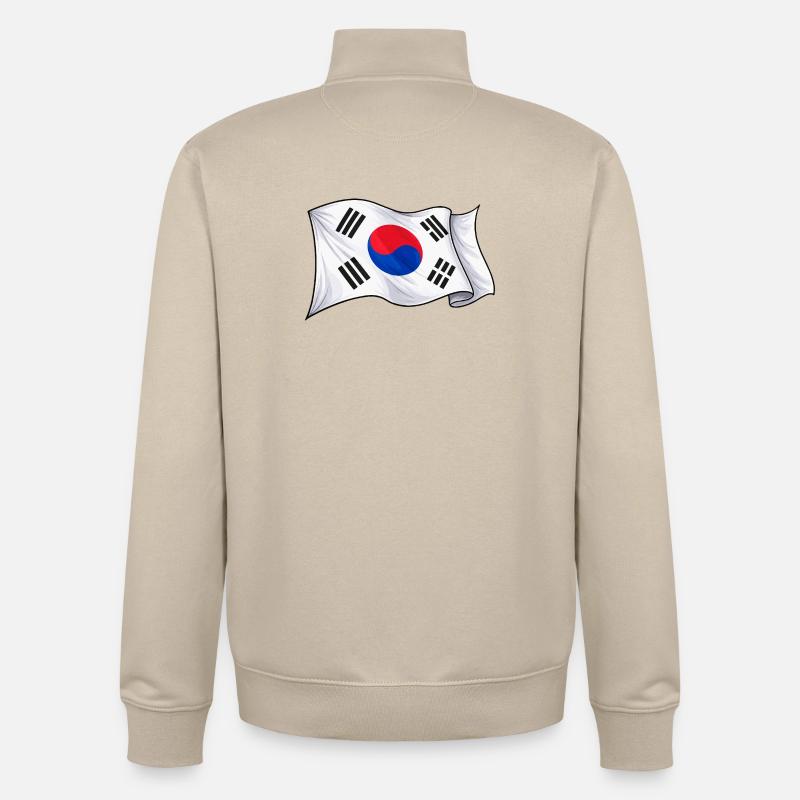 Drapeau sud-coréen - Sweat zippé unisexe en coton bio Stanley/Stella - beige crème