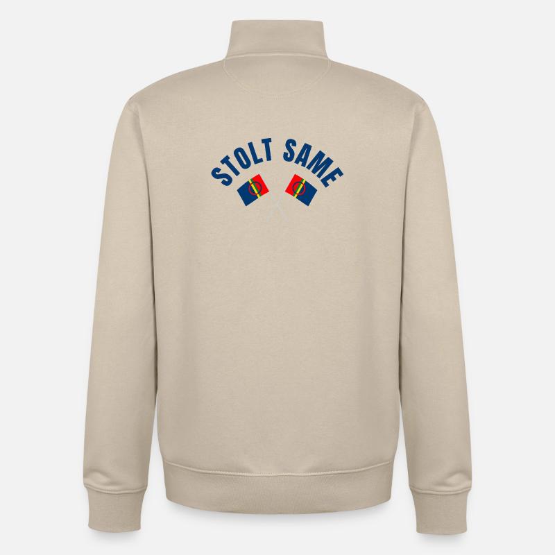 Proud Sami – Drapeaux croisés - Sweat zippé unisexe en coton bio Stanley/Stella - beige crème