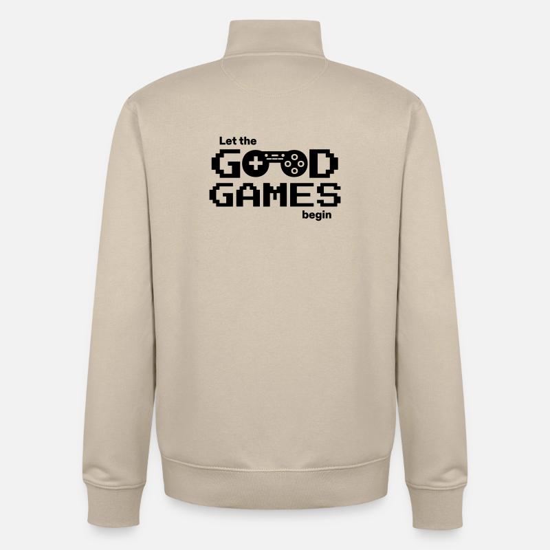Let the good games begin – Pixel-Controller - Unisex Organic Zip Sweatshirt von Stanley/Stella - Cremebeige