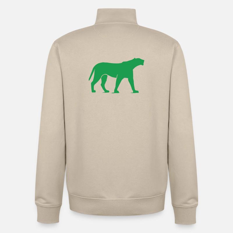 Silhouette de la Panthère Verte - Sweat zippé unisexe en coton bio Stanley/Stella - beige crème