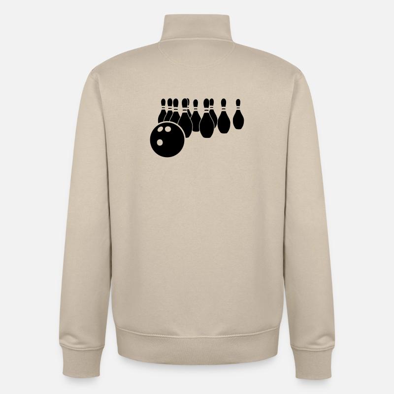 Logo de bowling - Sweat zippé unisexe en coton bio Stanley/Stella - beige crème