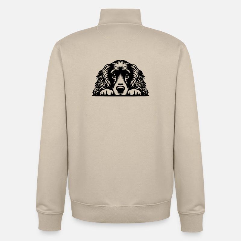 Cocker Spaniel Head with Paws - Unisex Organic Zip Sweatshirt by Stanley/Stella - desert dust