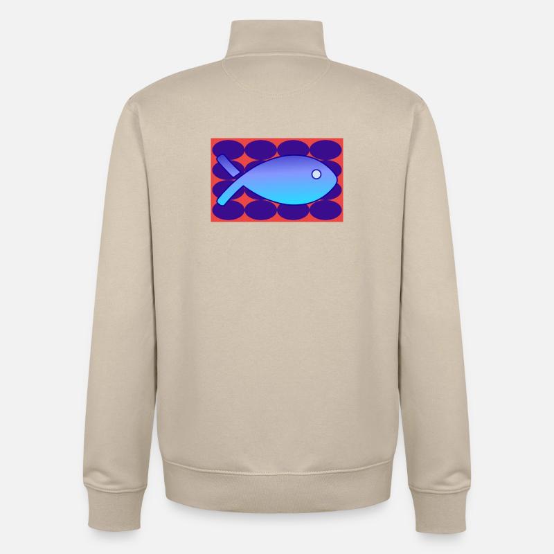 POISSON. SARDINE. POISSON D'AVRIL. MER. OCÉAN - Sweat zippé unisexe en coton bio Stanley/Stella - beige crème
