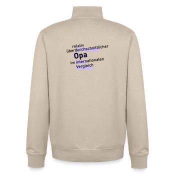 überdurchschnittlicher opa - Unisex Organic Zip Sweatshirt von Stanley/Stella - Cremebeige - Hinten - AI Model Male 185 dark (185cm)