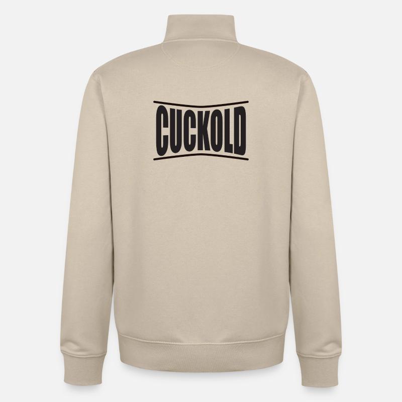 cocu t-shirt design conception de texte - Sweat zippé unisexe en coton bio Stanley/Stella - beige crème