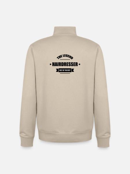Coiffeur - Coiffeuse - Coiffure - Sweat zippé unisexe en coton bio Stanley/Stella - beige crème