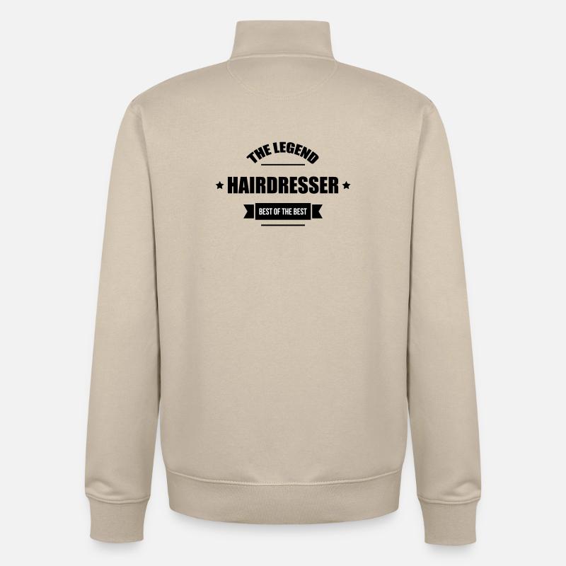 Coiffeur - Coiffeuse - Coiffure - Sweat zippé unisexe en coton bio Stanley/Stella - beige crème