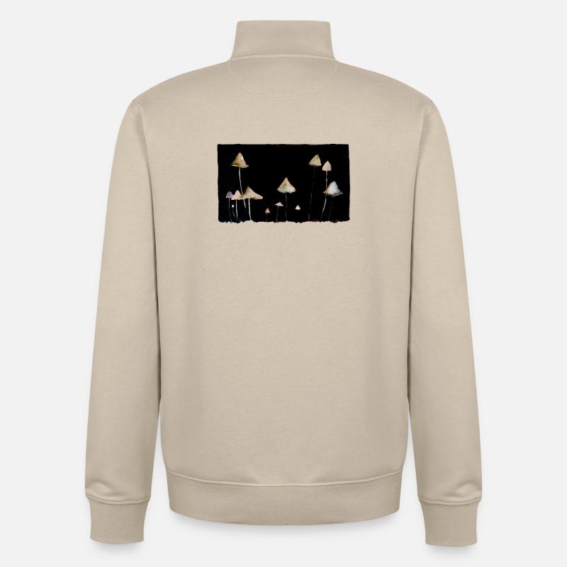 Champignons - Sweat zippé unisexe en coton bio Stanley/Stella - beige crème