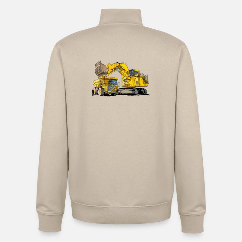 Monster Bagger mit Lastwagen - Unisex Organic Zip Sweatshirt von Stanley/Stella - Cremebeige