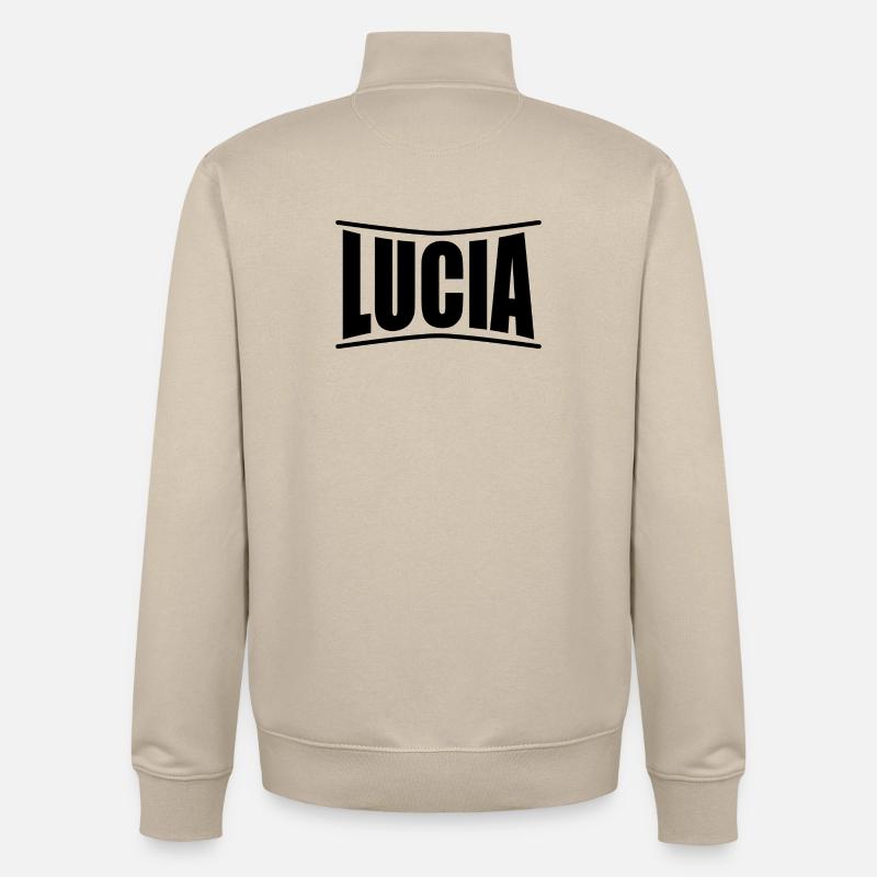 nom t-shirt Lucia t-shirt idée cadeau - Sweat zippé unisexe en coton bio Stanley/Stella - beige crème