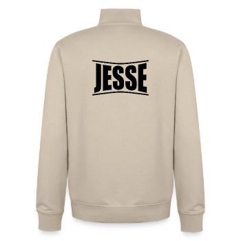 Name T-Shirt Jesse T-Shirt Geschenkidee - Unisex Organic Zip Sweatshirt von Stanley/Stella - Cremebeige - Hinten - AI Model Male 185 dark (185cm)