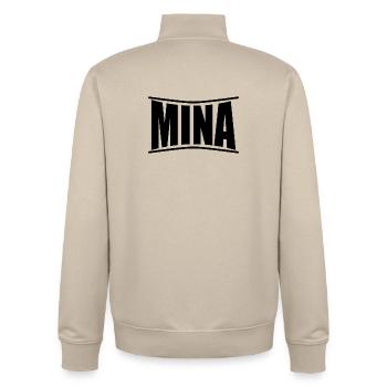 T-Shirt-Name Mina T-Shirt-Geschenkidee - Unisex Organic Zip Sweatshirt von Stanley/Stella - Cremebeige - Hinten - AI Model Male 185 dark (185cm)
