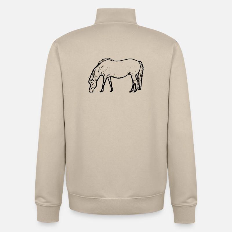 Cheval noir - Sweat zippé unisexe en coton bio Stanley/Stella - beige crème