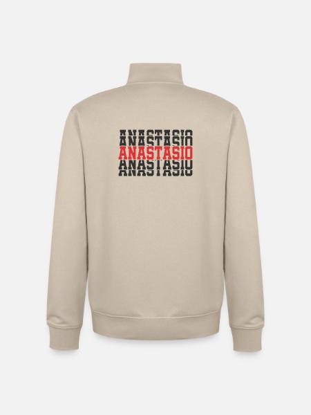 t-shirt Anastasio t-shirt gift stacked text - Unisex Organic Zip Sweatshirt by Stanley/Stella - desert dust