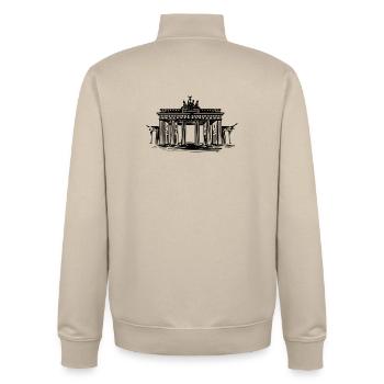 Berlin - Brandenburg Gate - Unisex Organic Zip Sweatshirt by Stanley/Stella - desert dust - Back - AI Model Male 185 dark (185cm)