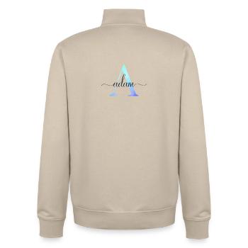 A| Monogram | Name | Adam | Watercolor - Unisex Organic Zip Sweatshirt by Stanley/Stella - desert dust - Back - AI Model Male 185 dark (185cm)