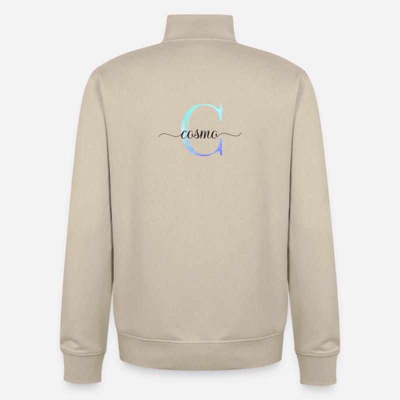 C| Monogramme | Nom | Cosmo| Aquarelle - Sweat zippé unisexe en coton bio Stanley/Stella - beige crème