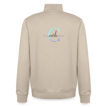 C| Monogram | Name | Carlo | Watercolor - Unisex Organic Zip Sweatshirt by Stanley/Stella - desert dust - Back - AI Model Male 185 dark (185cm)